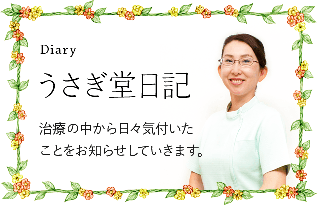 Diary うさぎ堂日記：治療の中から日々気付いたことをお知らせしていきます。